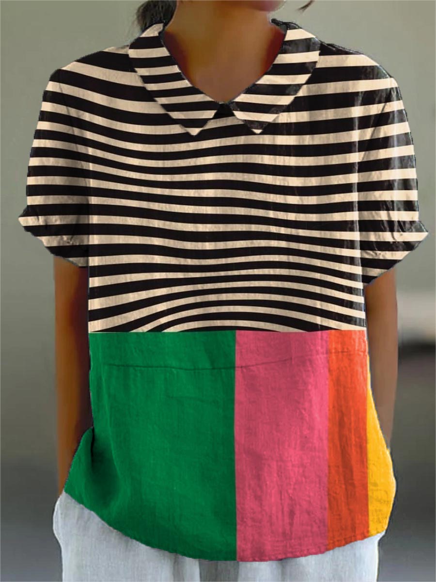 Eva | Bold Striped Shirt with Color Blocks