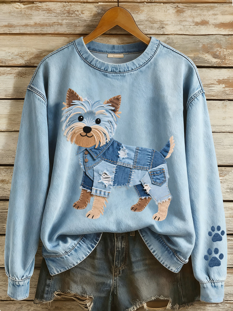 Marisol – Beautiful Women’s Hoodie with Yorkshire Terrier Patchwork Motif