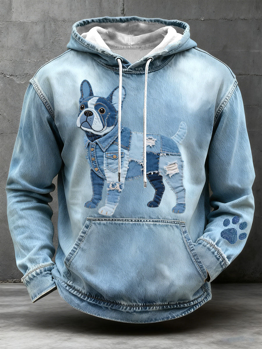 Paco – Women’s Artistic Patchwork Hoodie: French Bulldog Style