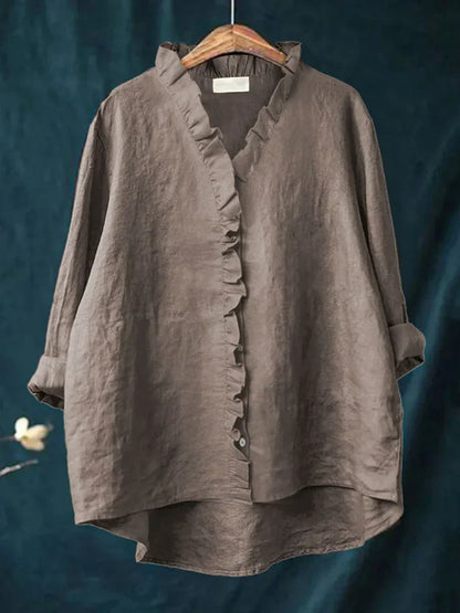 Charlotte | Ruffle Linen Blouse