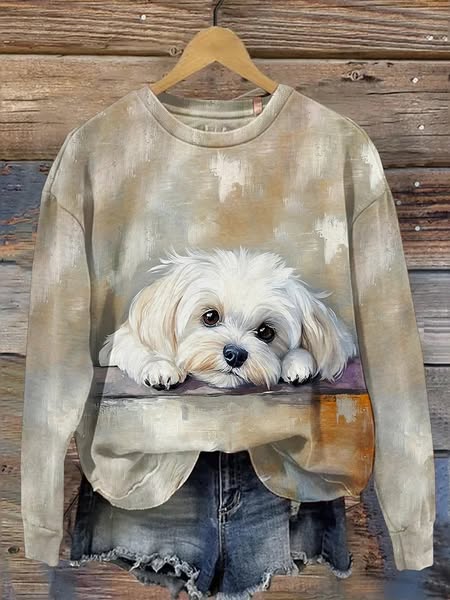 Mila – Women’s Retro Artistic Animal Print Sweatshirt: Patchwork Style