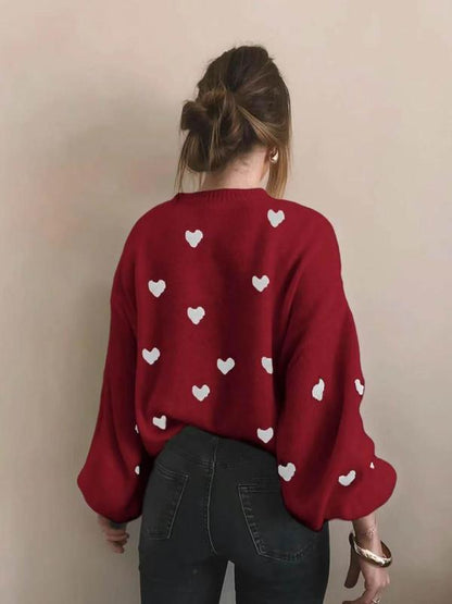 Amara | Premium Artisan Heart Knit Sweater