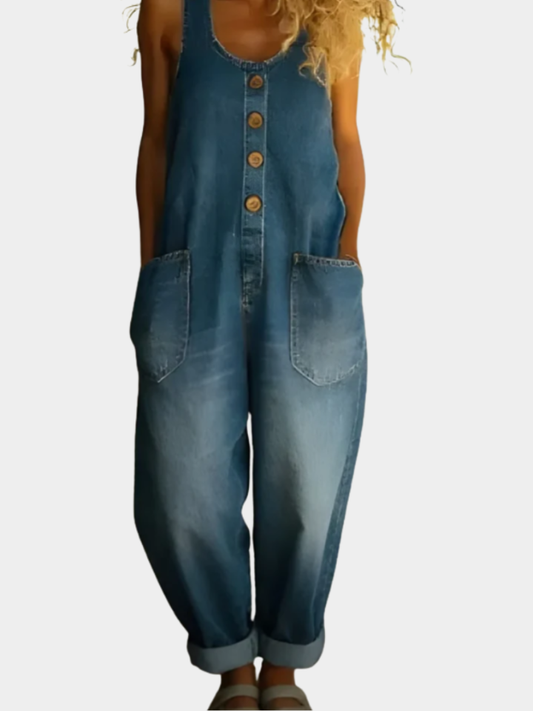 June - Vintage Soft Cotton Denim-Look Overall
