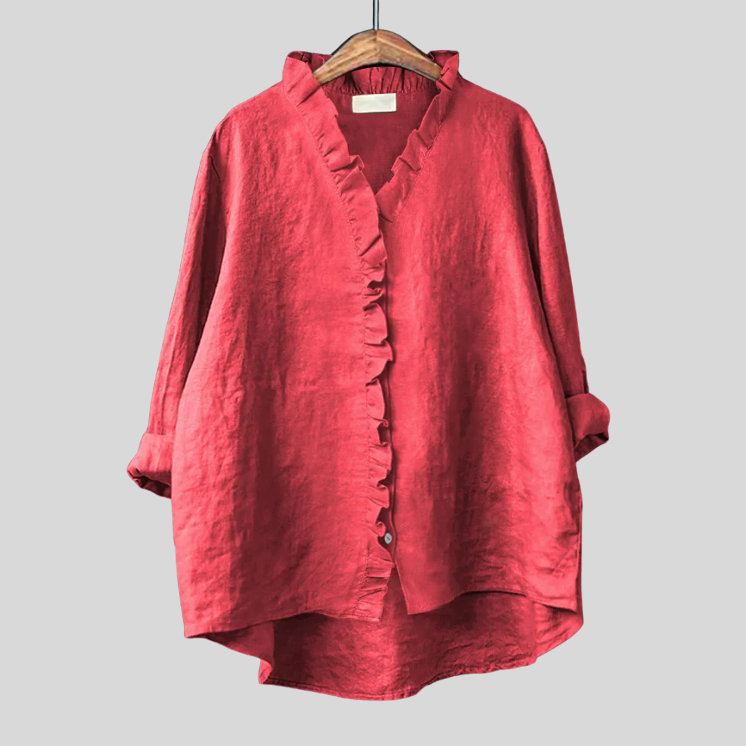 Charlotte | Ruffle Linen Blouse