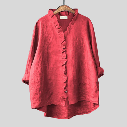 Charlotte | Ruffle Linen Blouse