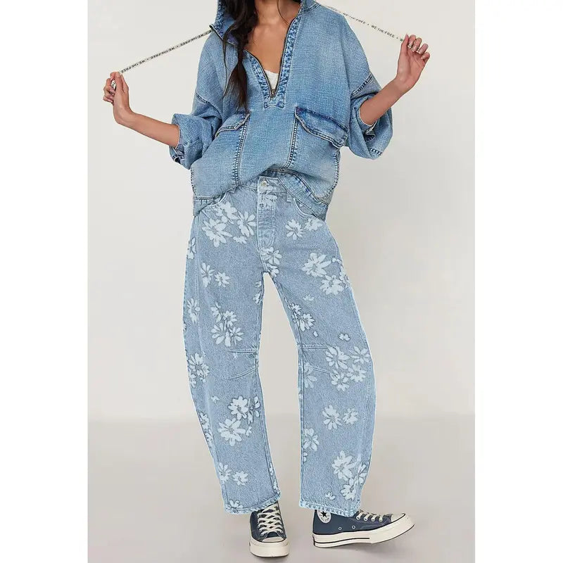 Isabella | Premium Art-Print Wide-Leg Jeans