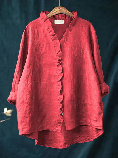 Charlotte | Ruffle Linen Blouse