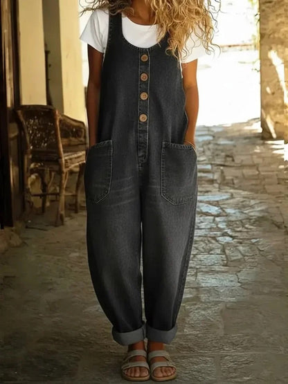 Saylor - Vintage Soft Cotton Denim-Look Overalls
