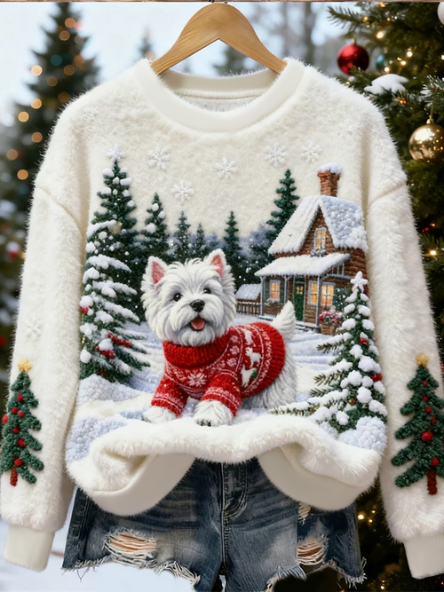 Luna – Women’s Charming Christmas Print Flannel Jumper