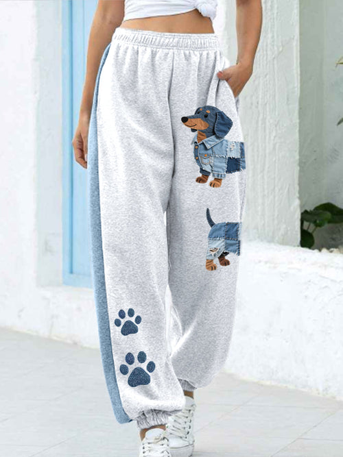 Canela – Women’s Patchwork Joggers with Dachshund Pattern