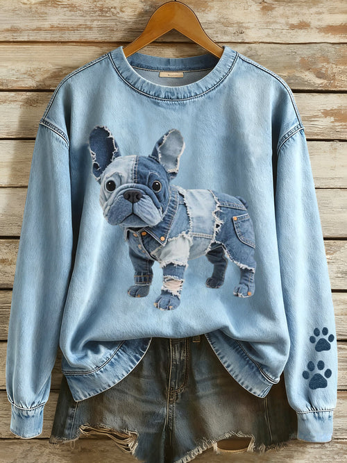 Vida – Women’s Artistic French Bulldog Patchwork Hoodie