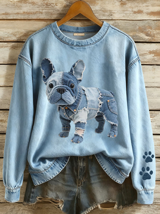 Vida – Women’s Artistic French Bulldog Patchwork Hoodie