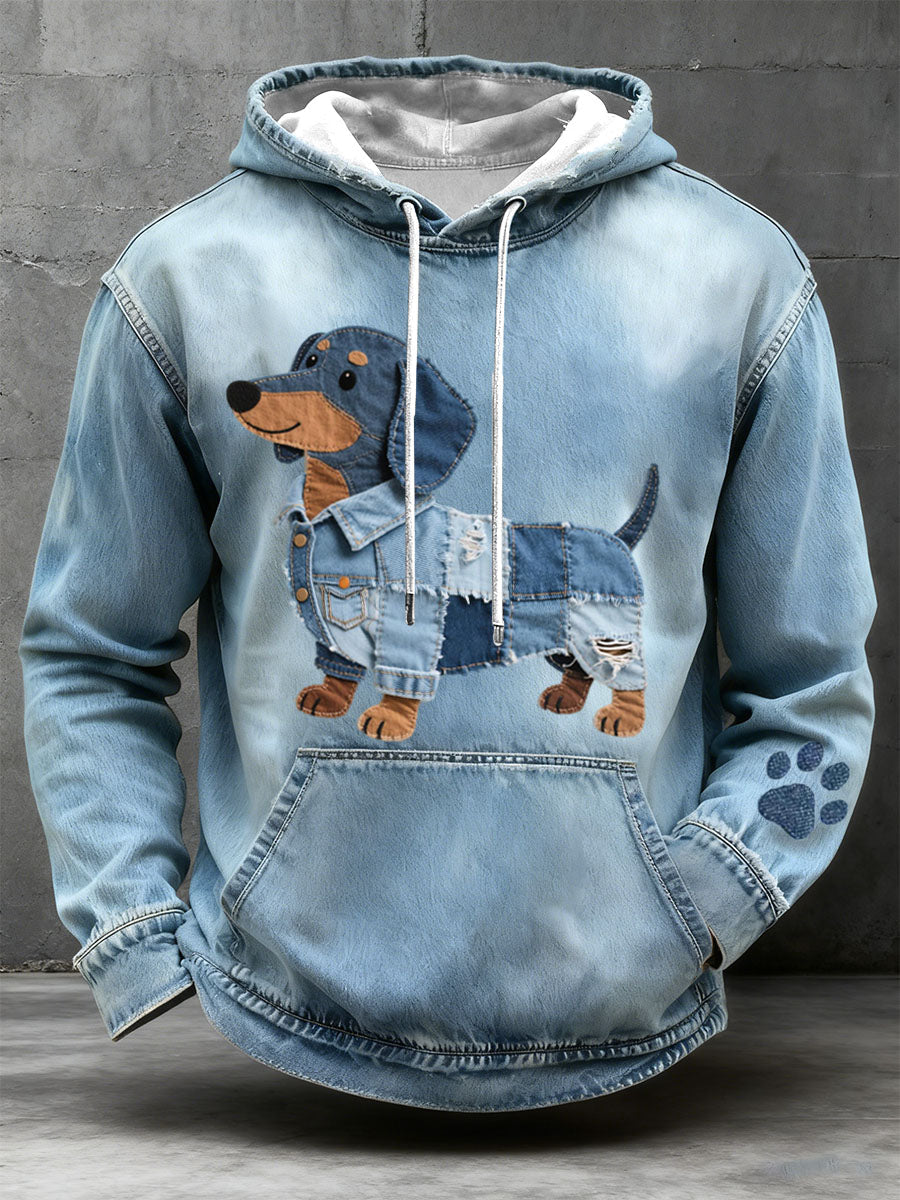 Bruno – Men’s Artistic Dachshund Patchwork Hoodie