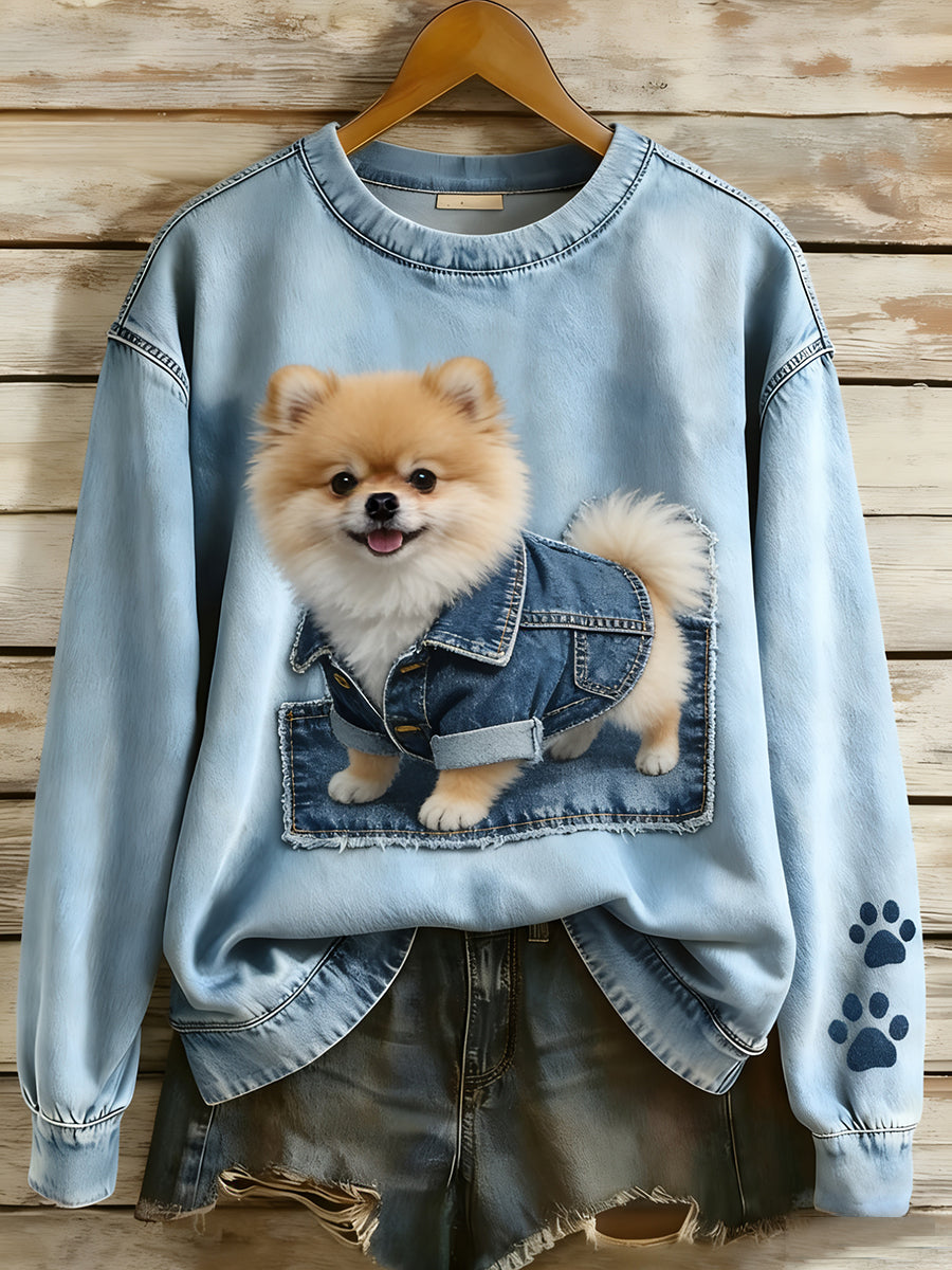 Perla – Women’s Retro Long Sleeve Sweatshirt: Artistic Animal Patchwork