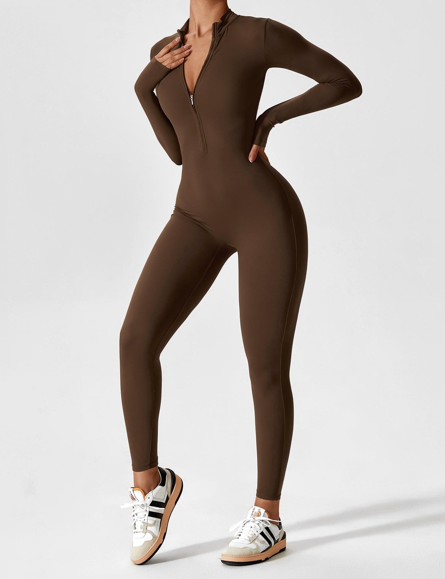 Amarie Co Long Sleeve Zipper Jumpsuit