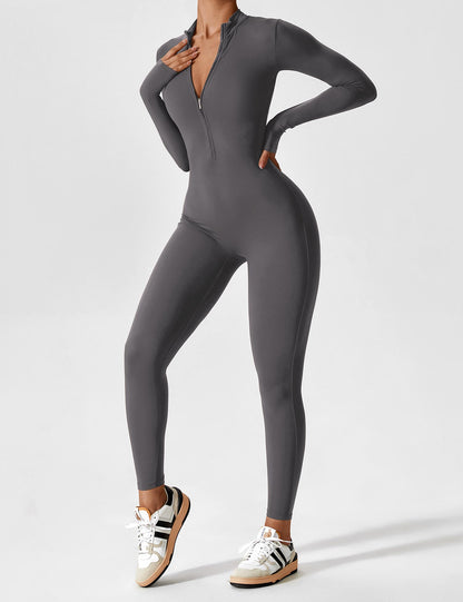 Amarie Co Long Sleeve Zipper Jumpsuit