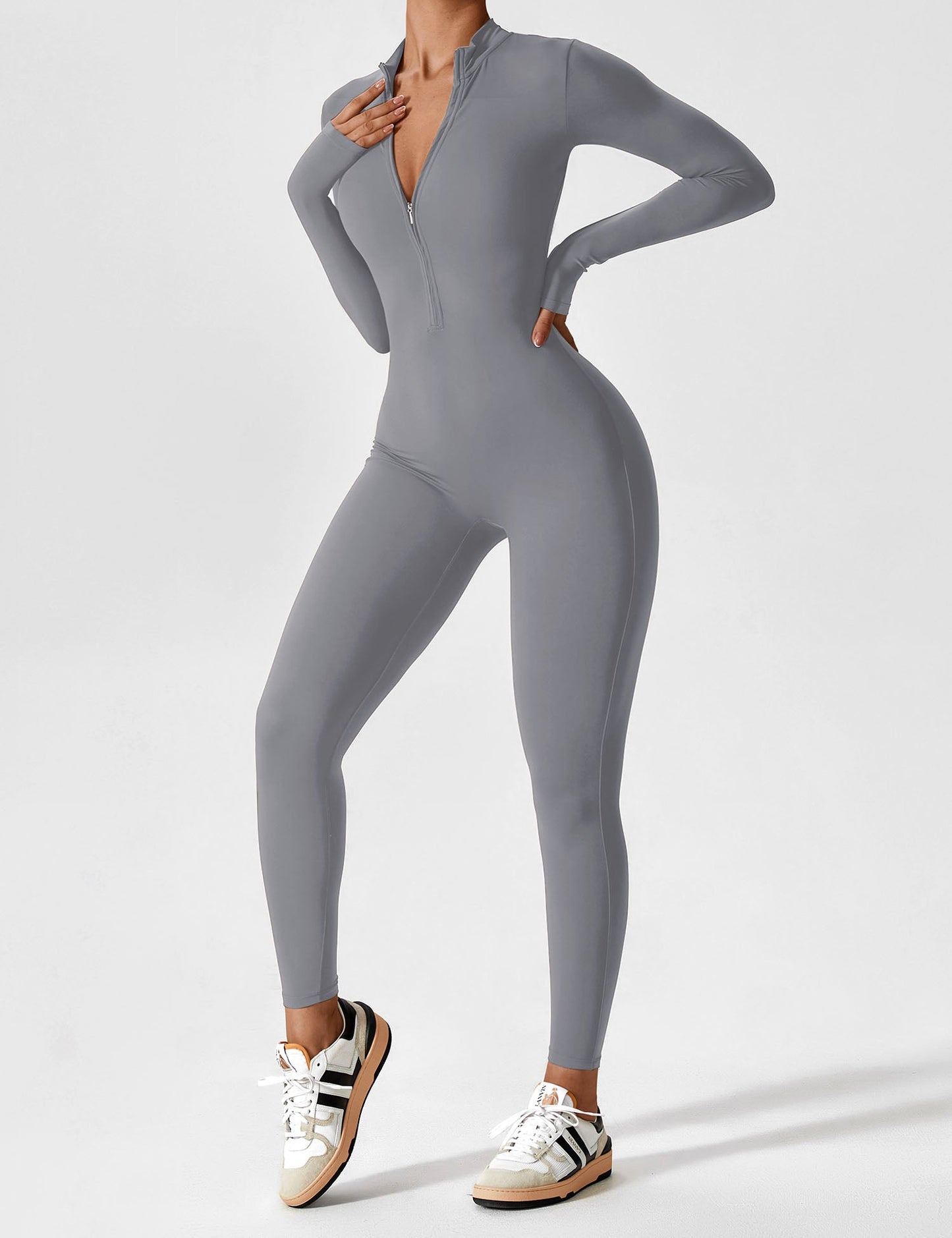 Amarie Co Long Sleeve Zipper Jumpsuit