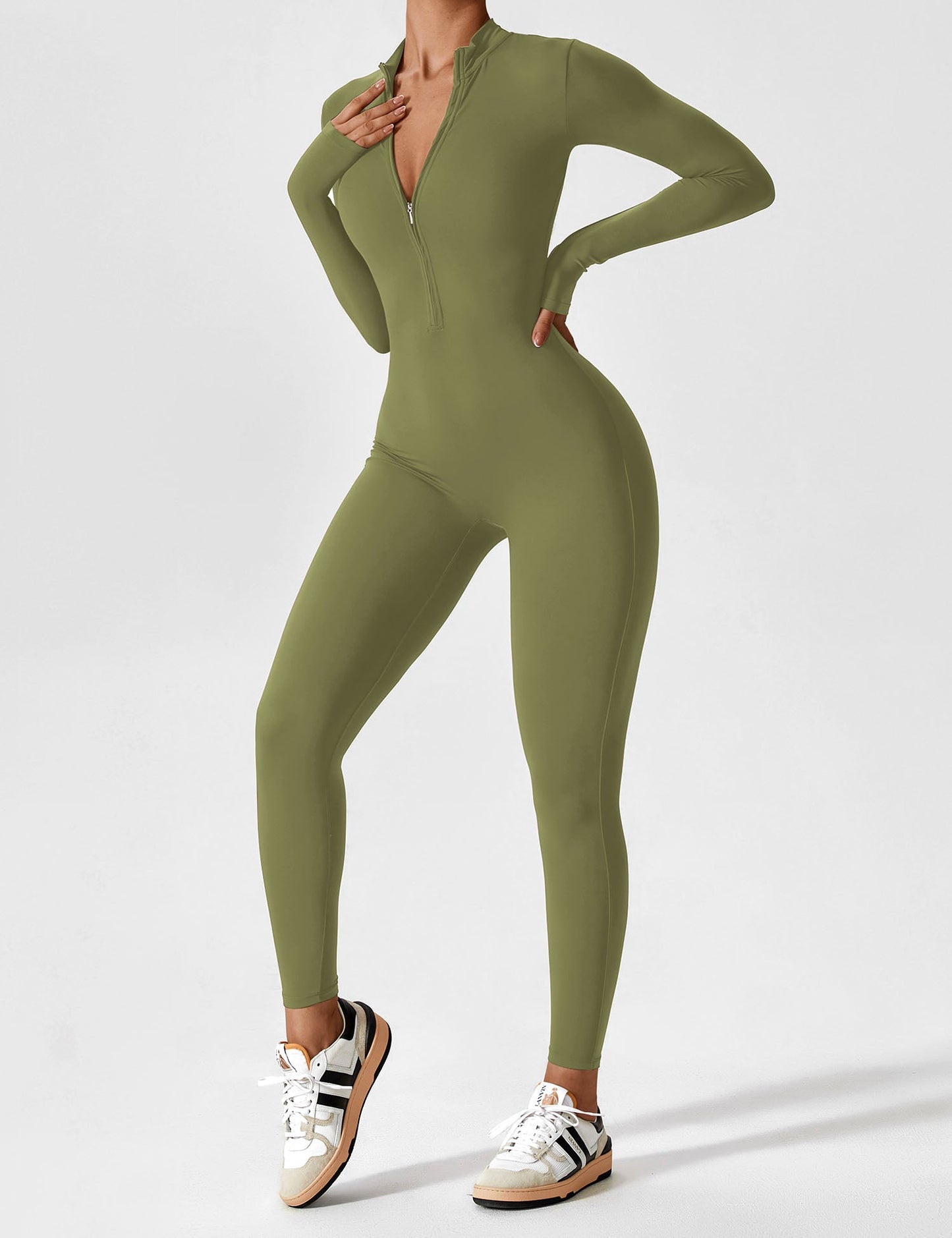 Amarie Co Long Sleeve Zipper Jumpsuit