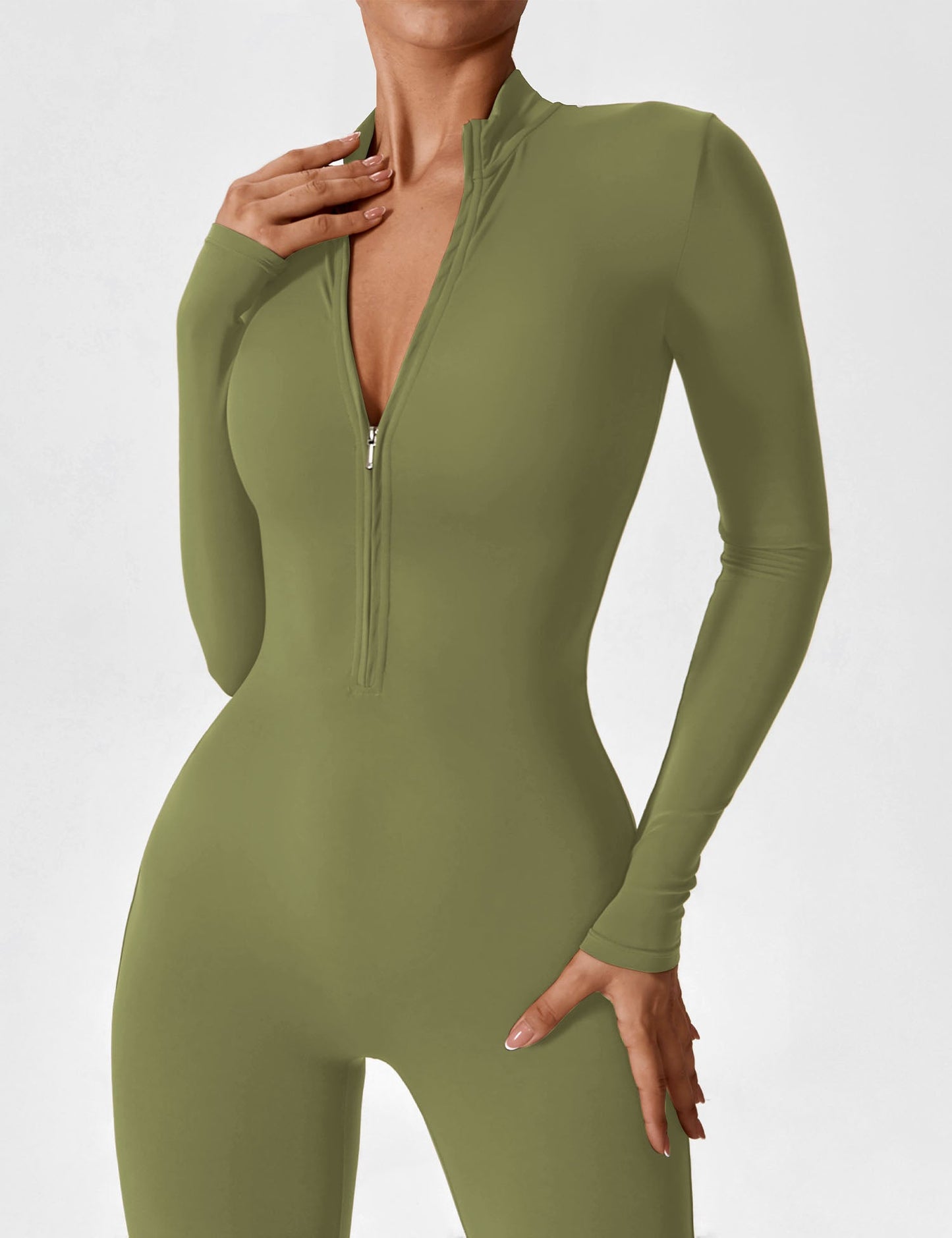 Amarie Co Long Sleeve Zipper Jumpsuit